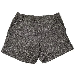 Heidi Hess Tweed Shorts Black Leather Trim L